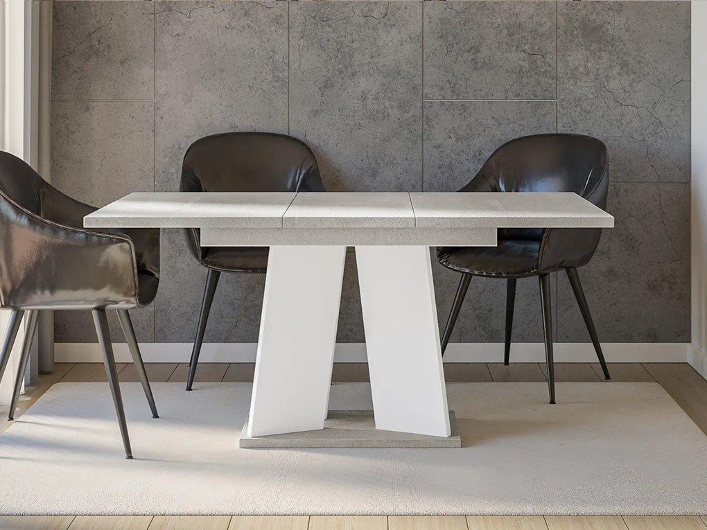 Rozkladací jedálenský stôl 120 cm Jeremias (sivá + biela) (pre 4-6 osôb). Akcia -6%. Vlastná spoľahlivá doprava až k Vám domov. 1105345