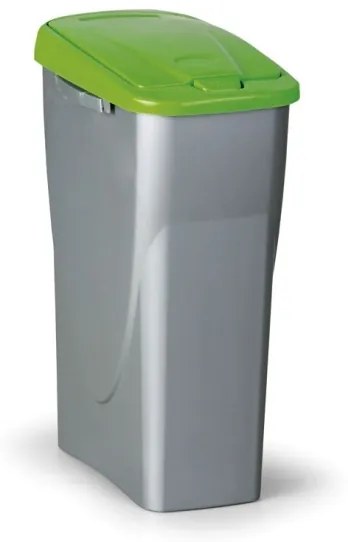 Plastový odpadkový kôš s vekom, 25 l, 215 x 360 x 510 mm, zelené veko