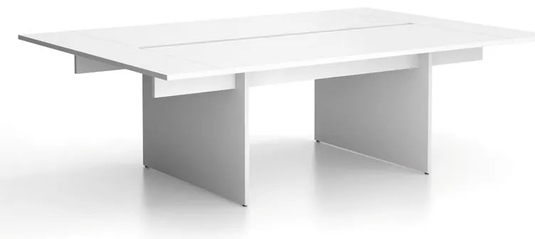 Kancelársky stôl double SOLID + 2x prísed, 240x165 cm, biela