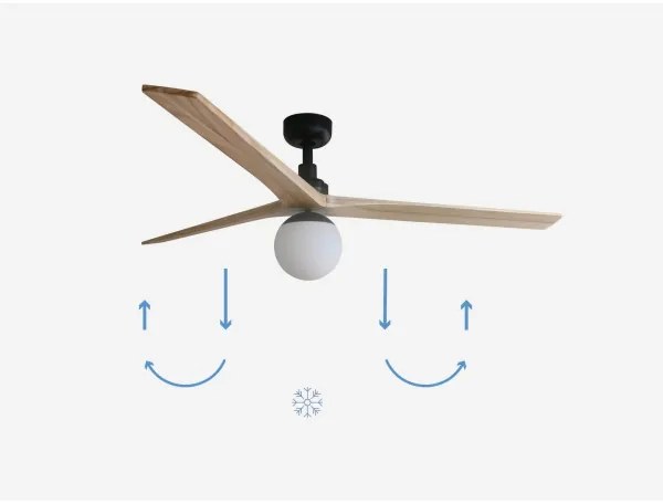FARO 34282-11L - Stropný ventilátor KLIM L 1xE27/15W/230V borovica/čierna + DO