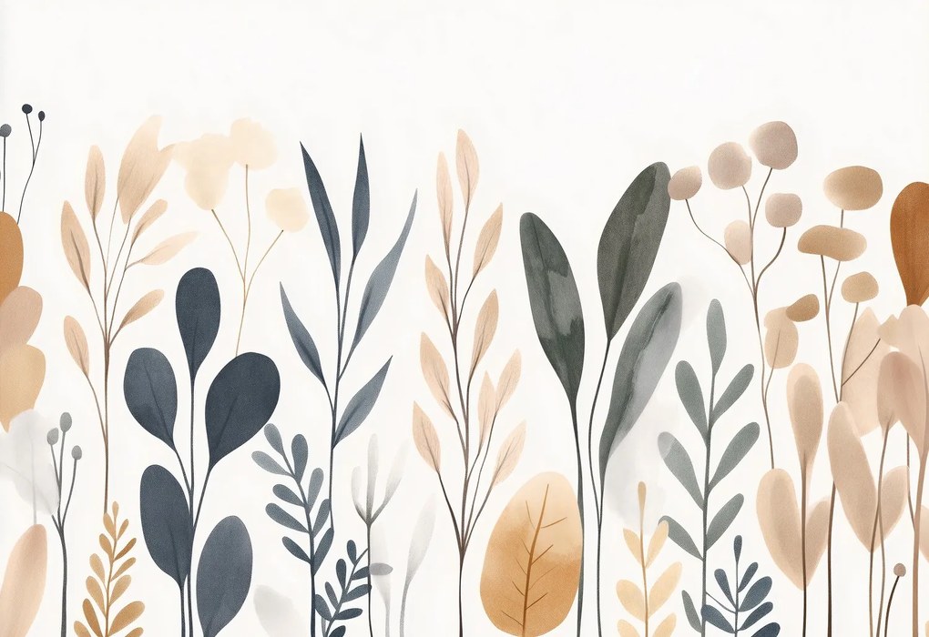 Fototapeta - Zemitý minimalistické rastliny I. (147x102 cm)