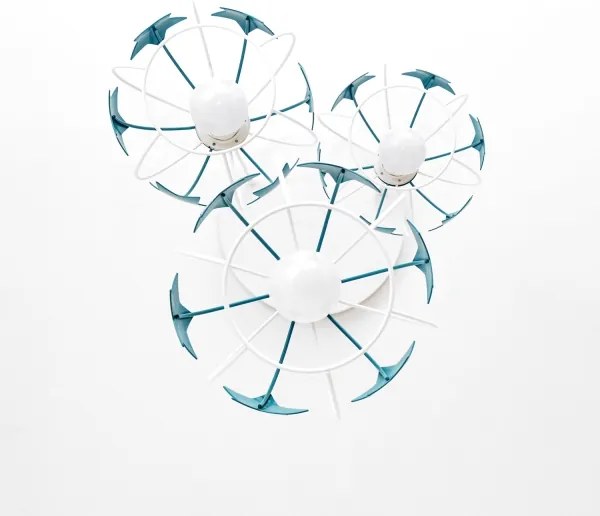 Detský luster na lanku STARS 3xE27/15W/230V tyrkysová/biela