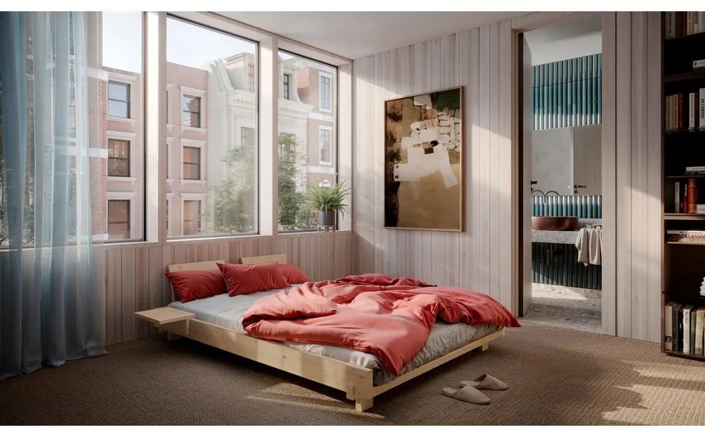 Dvojlôžková posteľ z borovicového dreva s roštom v prírodnej farbe 140x200 cm Social Bed – Karup Design