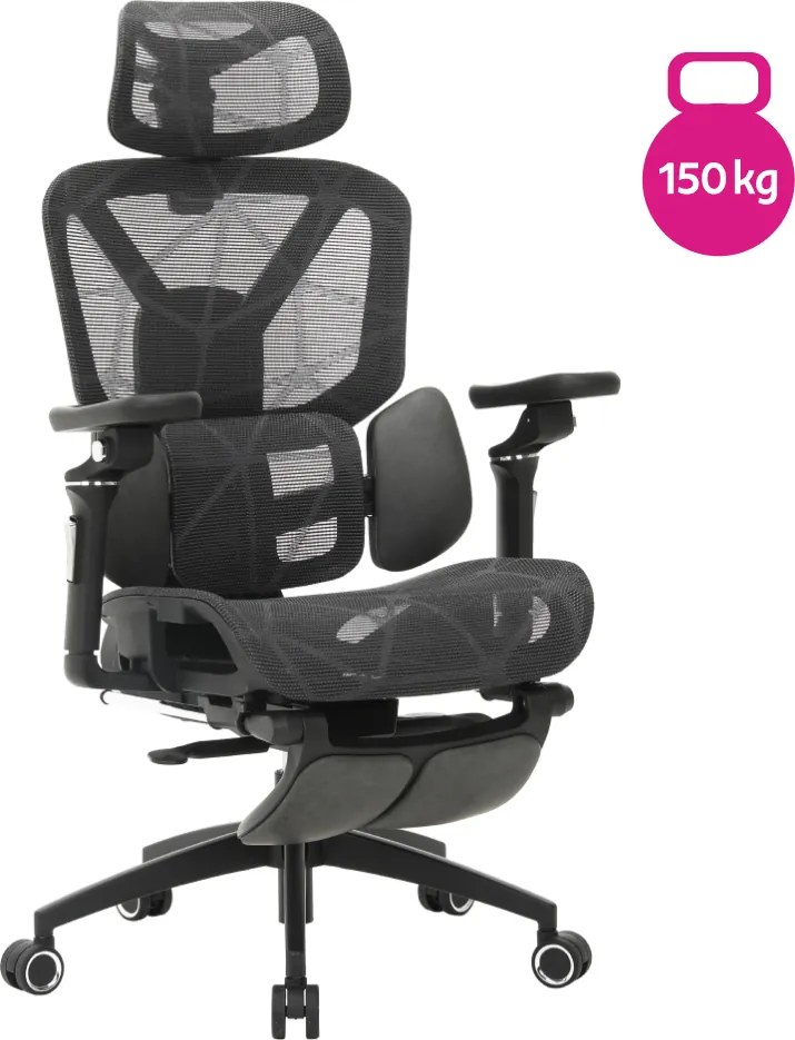 Kancelárske kreslo, tmavosivá/čierna, nosnosť 150 kg, VILMER
