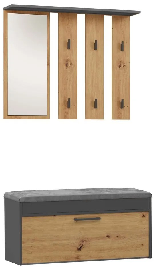 Predsieňová stena Parma antracit/dub artisan