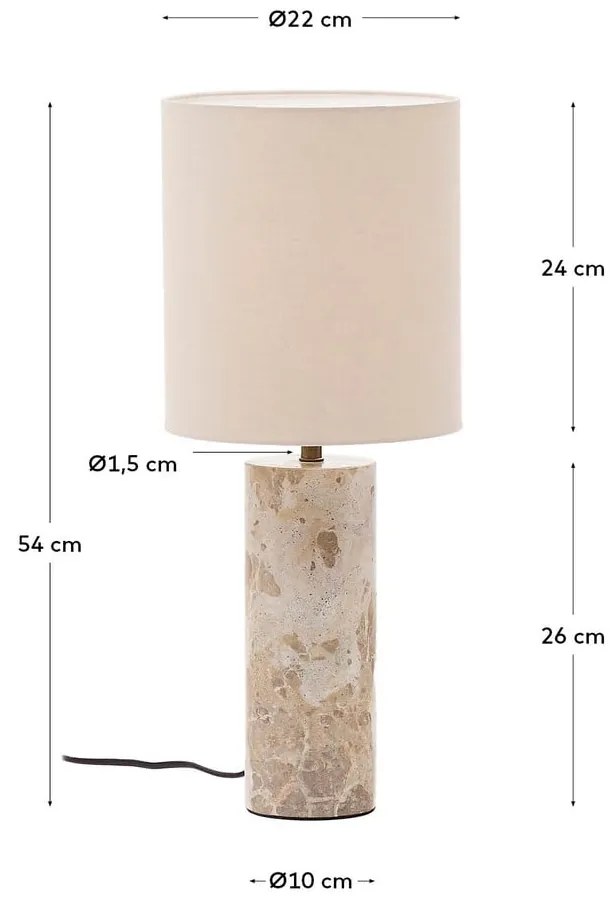 Béžová mramorová stolová lampa s textilným tienidlom (výška 54 cm) Raze – Kave Home
