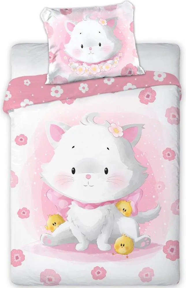 DETSKÉ BAVLNENÉ OBLIEČKY KITTY 100X135 CM, 1KS 40X60 CM VZOROVANÉ