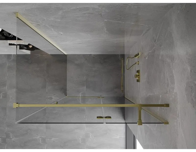 Mexen Mist H T, sprchový kút s výklopnými dverami pravý 95 x 75 cm, číre sklo, zlatá, 8A5T-095-075-50-00-P