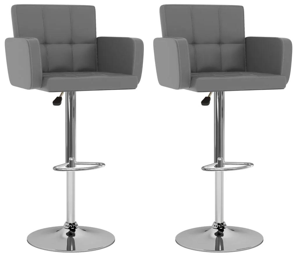 Barové stoličky 2 ks, sivé, umelá koža 323658