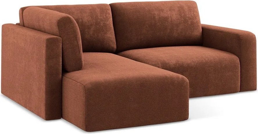 Ženilková rozkladacia/s úložným priestorom rohová pohovka v terakotovej farbe (ľavý roh/do L) Kona – Makamii