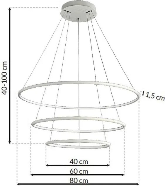 Závesné LED svietidlo Orion, 3x LED 99w, 3000k, w