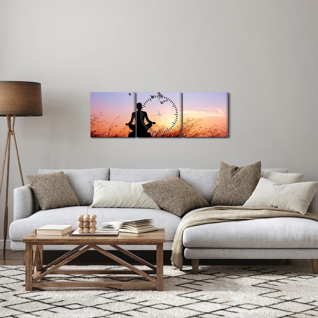 Obraz - Meditácia (s hodinami) (90x30 cm)