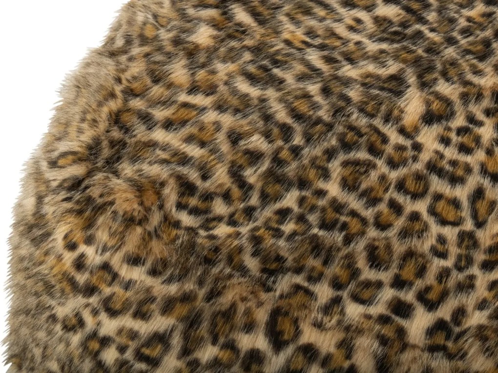 Taburet s leopardím vzorom hrdzavo hnedá a béžová – 70*70*45 cm