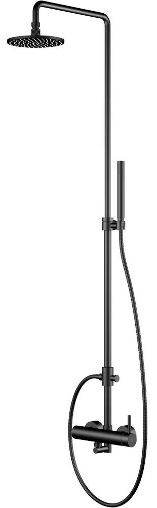 STEINBERG 100 nástenný sprchový systém s pákovou batériou, horná sprcha priemer 187,5 mm, tyčová ručná sprcha 1jet, matná čierna, 1002760S