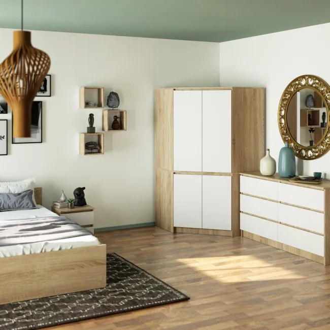 Rohová skriňa S100 4D CLP dub sonoma / biela