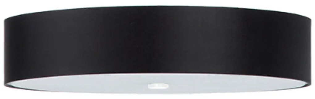 Stropné svietidlo Skala, 1x čierne textilné tienidlo, (biele sklo), (fi 60 cm)