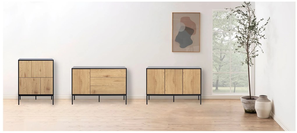 Béžová;čierna Príborník Seaford 103 × 80 × 40 cm ACTONA