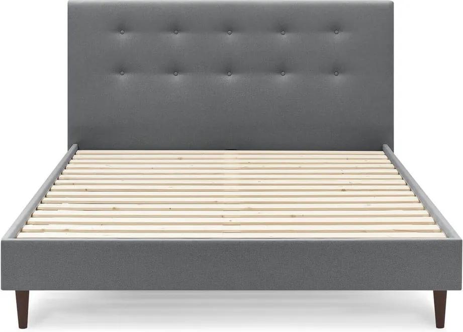 Tmavosivá dvojlôžková posteľ Bobochic Paris Rory Dark, 160 x 200 cm