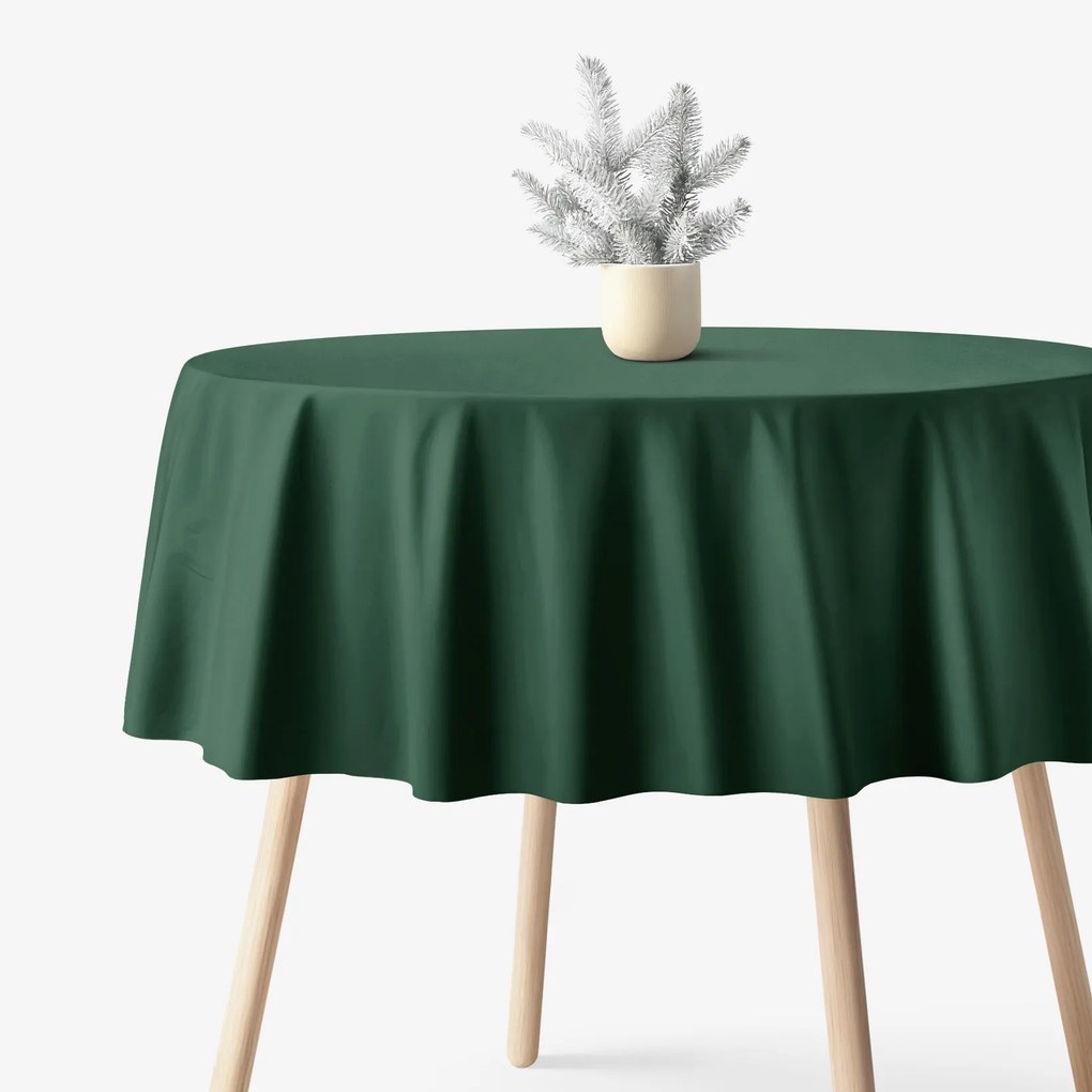 Goldea vianočný okrúhly obrus 100% bavlnené plátno - tmavo zelený Ø 150 cm
