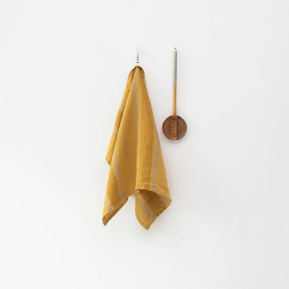 Ľanová utierka 65x65 cm Amber Bronze Stripes – Linen Tales