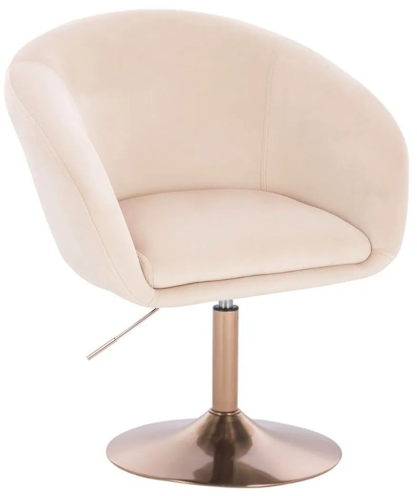 LuxuryForm DESIGN Stolička VENICE VELUR na zlatom tanieri - krémová