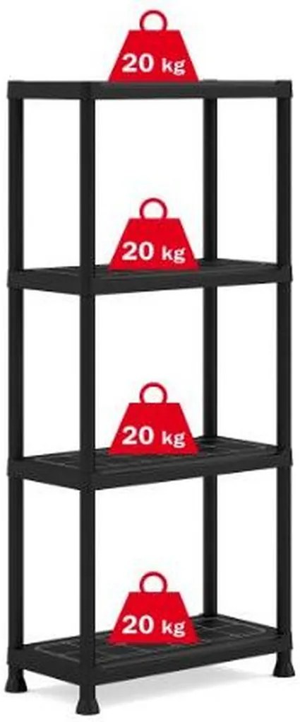KIS PLUS 60/4 regál 60x30x135cm, 4 police, čierny