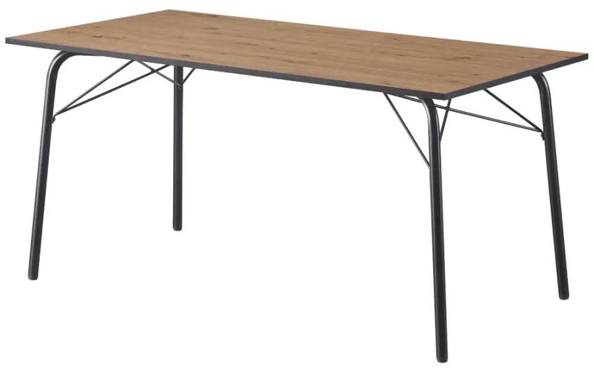Jedálenský stôl, dub artisan/čierna, 160x80x75 cm, NALAK TYP 3