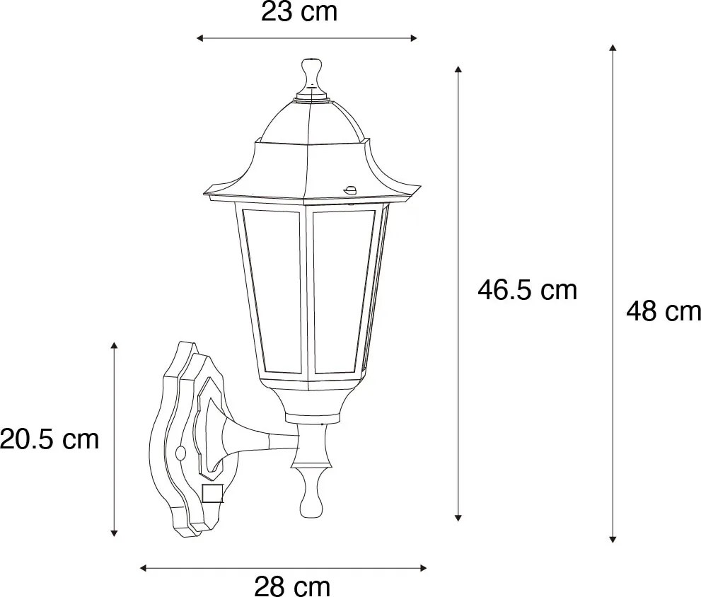 Vonkajšie nástenné svietidlo tmavozelené s pohybovým senzorom IP44 - New Orleans up