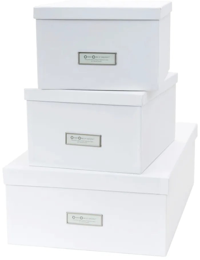 Súprava 3 bielych úložných škatúľ Bigso Box of Sweden Inge