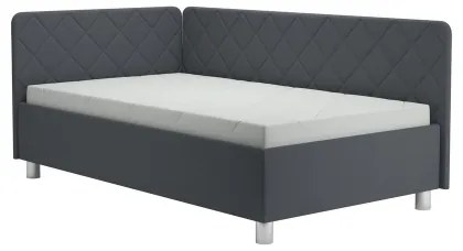 Čalúnená válenda s úložným priestorom a matracom EMILE 110x200 cm sivá