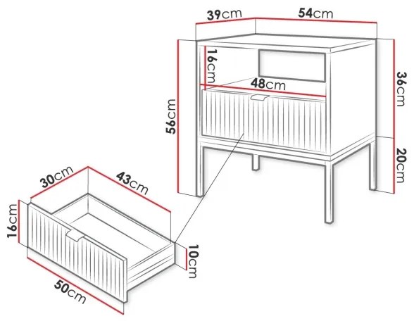 Nočný stolík NOVA 56x54 cm šedá/čierna