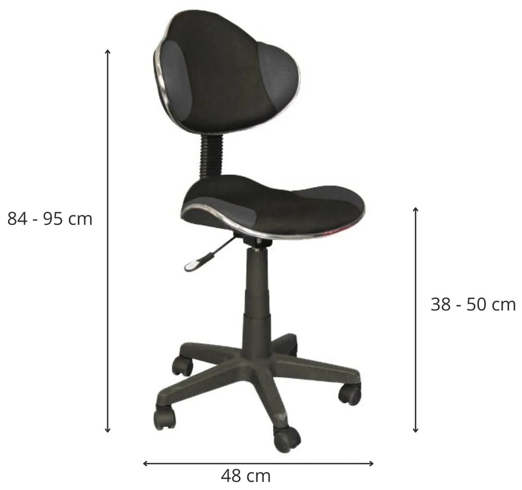 Detská otočná stolička Pely čierna/modrá