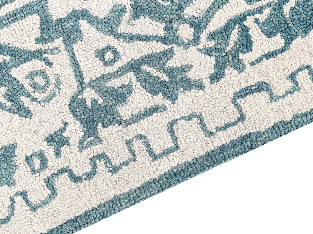 Vlnený koberec 160 x 230 cm biela/modrá AHMETLI Beliani