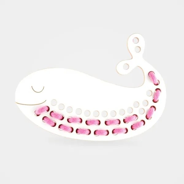 Montessori drevená prepletacia hračka - veľryba