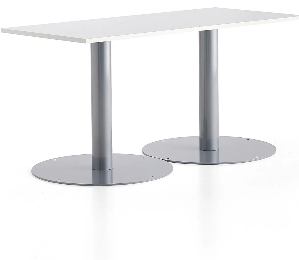 Stôl ALVA, 1400x700x720 mm, strieborná, biela