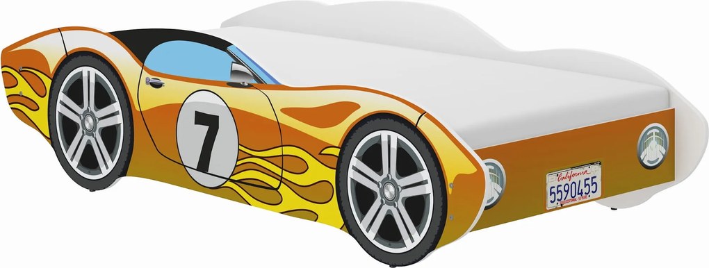 Wooden Toys Detská posteľ Autíčko CORVETTA 140x70 ŽLTÁ