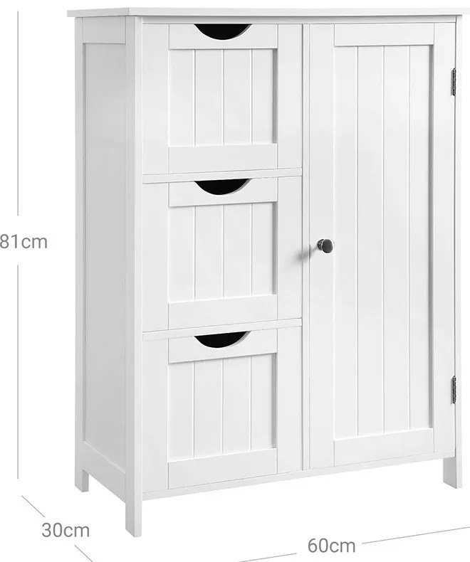 Úložná skrinka s 3 zásuvkami a 1 policou 60x30x81 cm