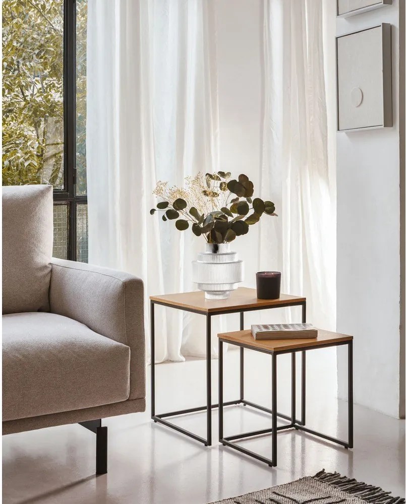 Odkladacie stolíky v súprave 2 ks s doskou v dubovom dekore 45x45 cm Yoana – Kave Home