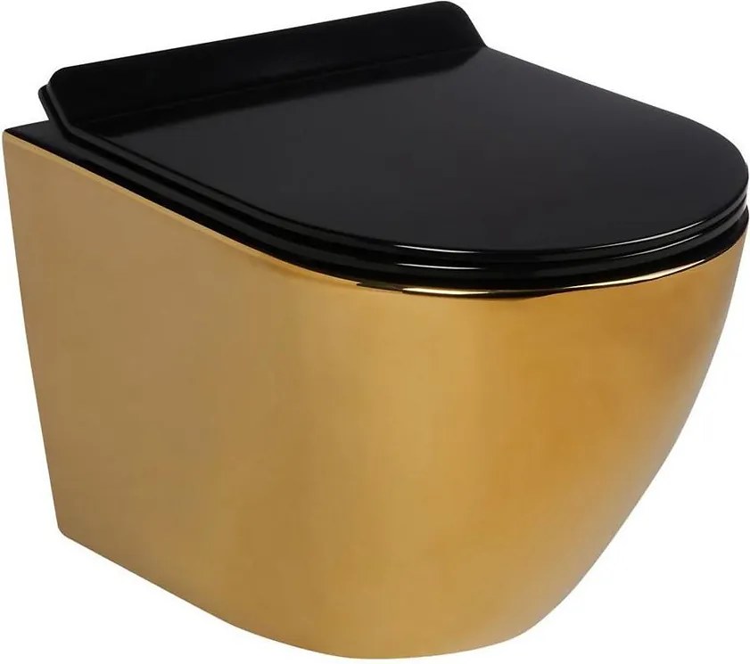 Závesná WC misa Alice II Slim gold/black s sedátkom