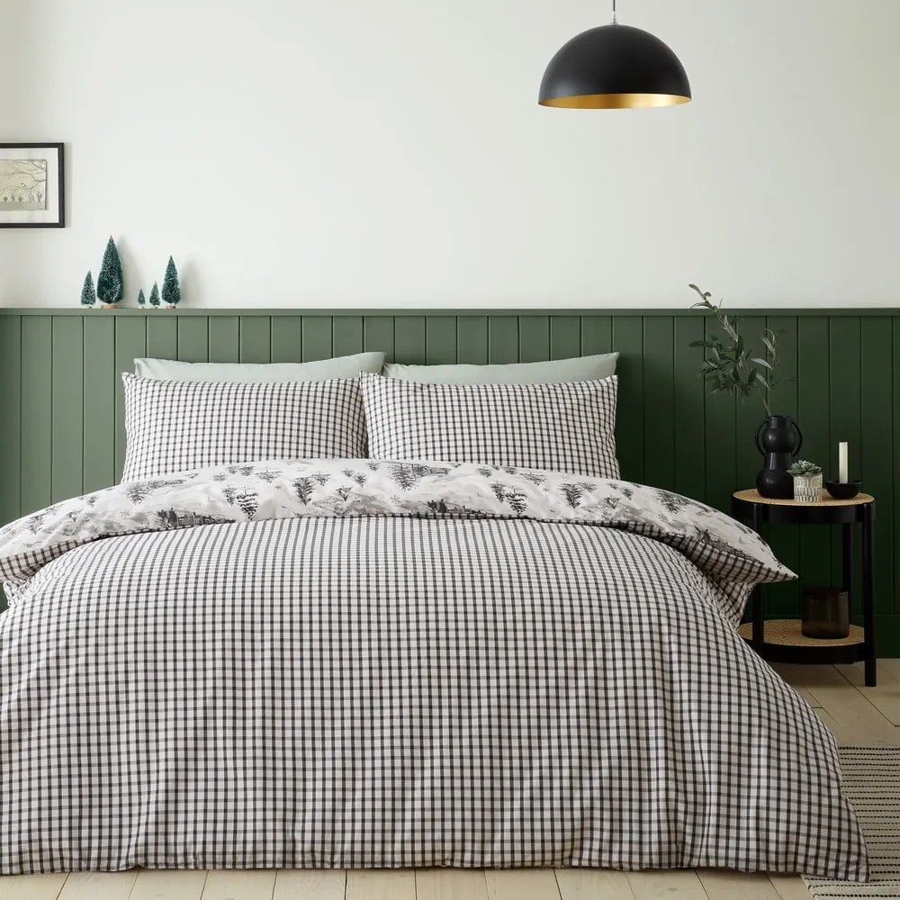 Béžové flanelové obliečky na dvojlôžko/predĺžené 230x220 cm Alpine Vilage – Catherine Lansfield