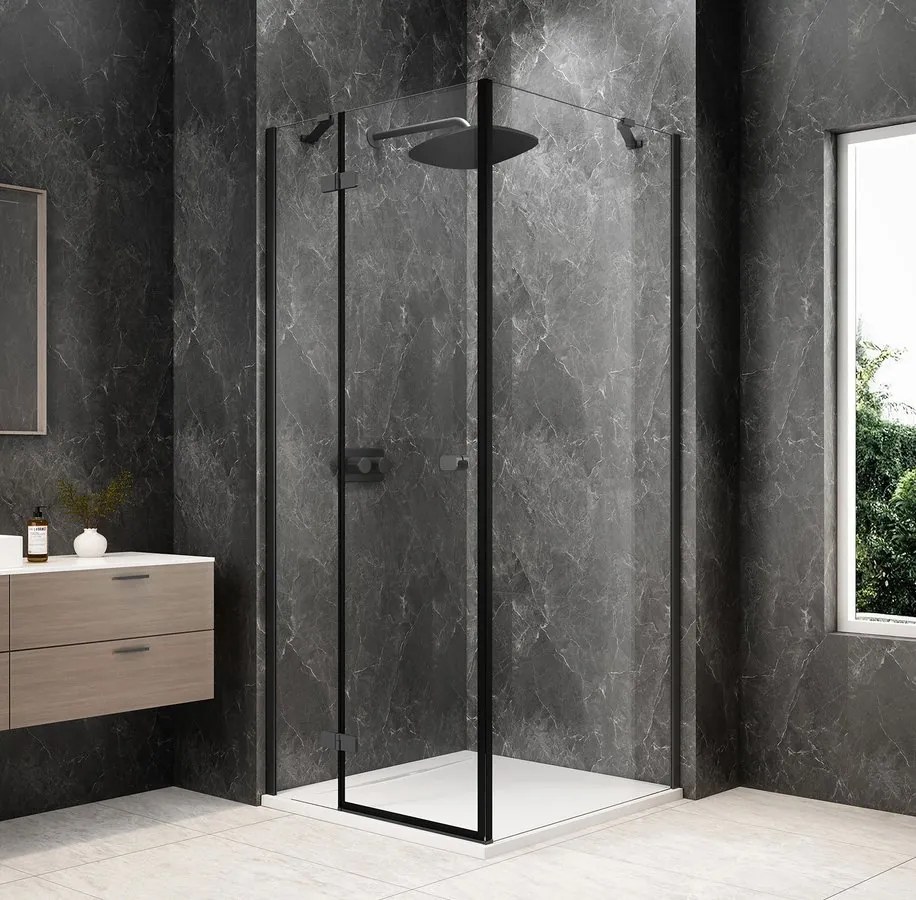 Polysan Polysan, GLOBE GUN METAL štvorcová sprchová zástena 800x800mm, číre sklo, ľavá, GB1080-3215LGM