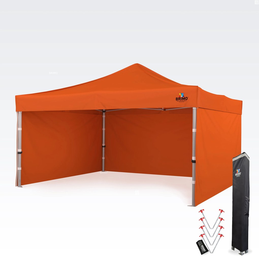 BRIMO Hliníkový promo stan 4x4 m ALU PREMIUM – 3 steny, HEX 45 mm - s 3 stenami - Oranžová 16