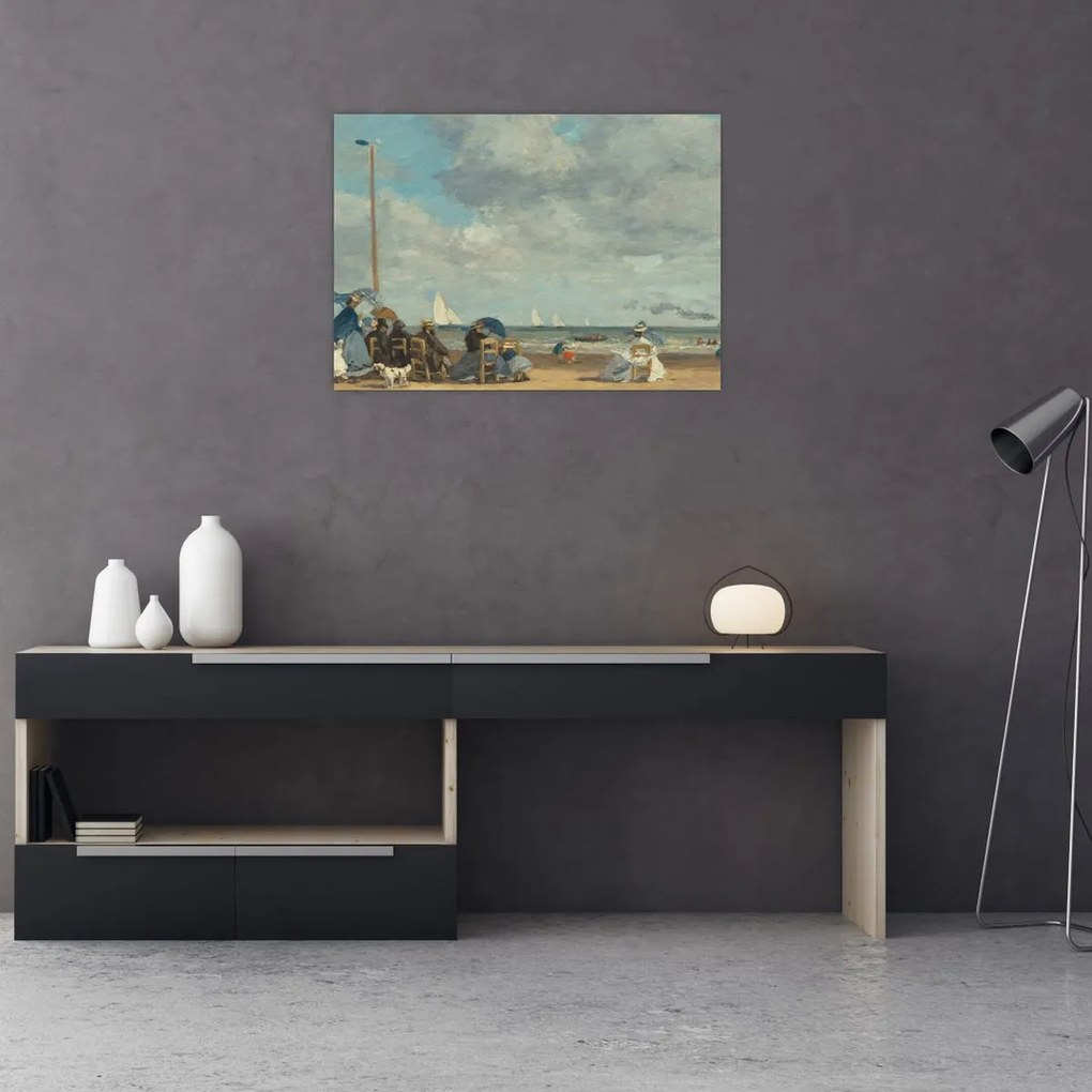 Obraz - Eugène Boudin, Beach at Trouville, reprodukcia (70x50 cm)