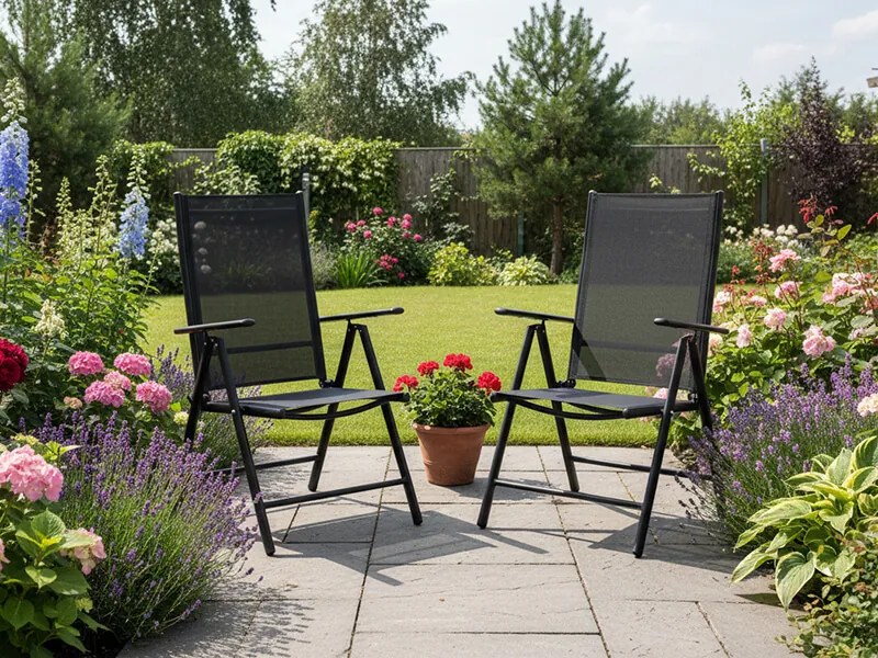 CH Polohovateľná záhradná hliníková stolička Glam II - čierna