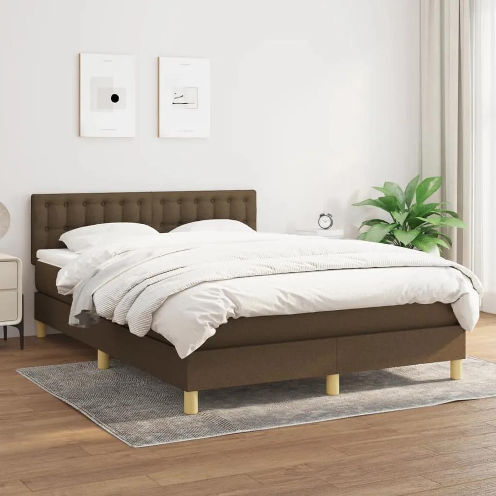 Boxspring posteľ s matracom tmavohnedá 140x200 cm látka 3140940
