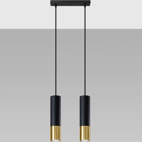 Sollux SL.0953 - Luster na lanku LOOPEZ 2xGU10/10W/230V čierna/zlatá