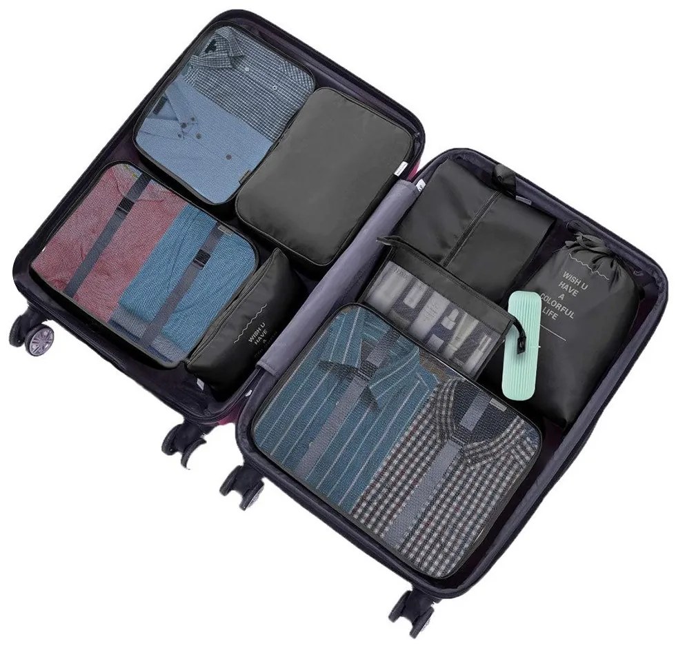 Sada organizérov do kufra, 8-dielna, čierna