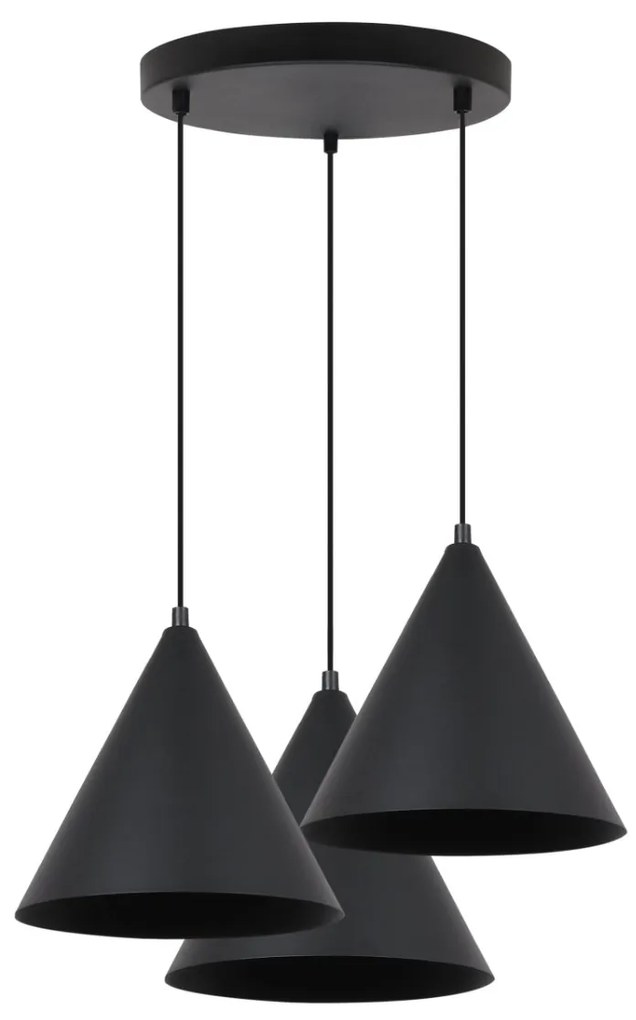 Závesné svietidlo Soho, 3x čierne kovové tienidlo, (fi 25cm), o