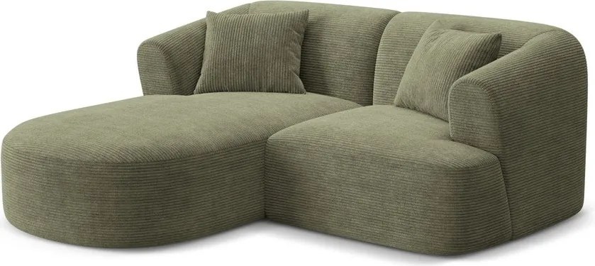 Zelená menčestrová rohová pohovka (ľavý roh/s leňoškou) Campi – Cosmopolitan Design