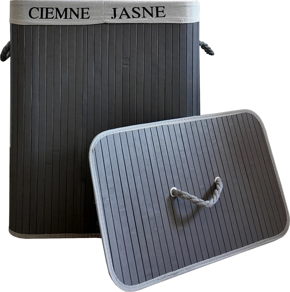 TRENDIE Bambusový kôš na prádlo 100l šedý + DARČEK